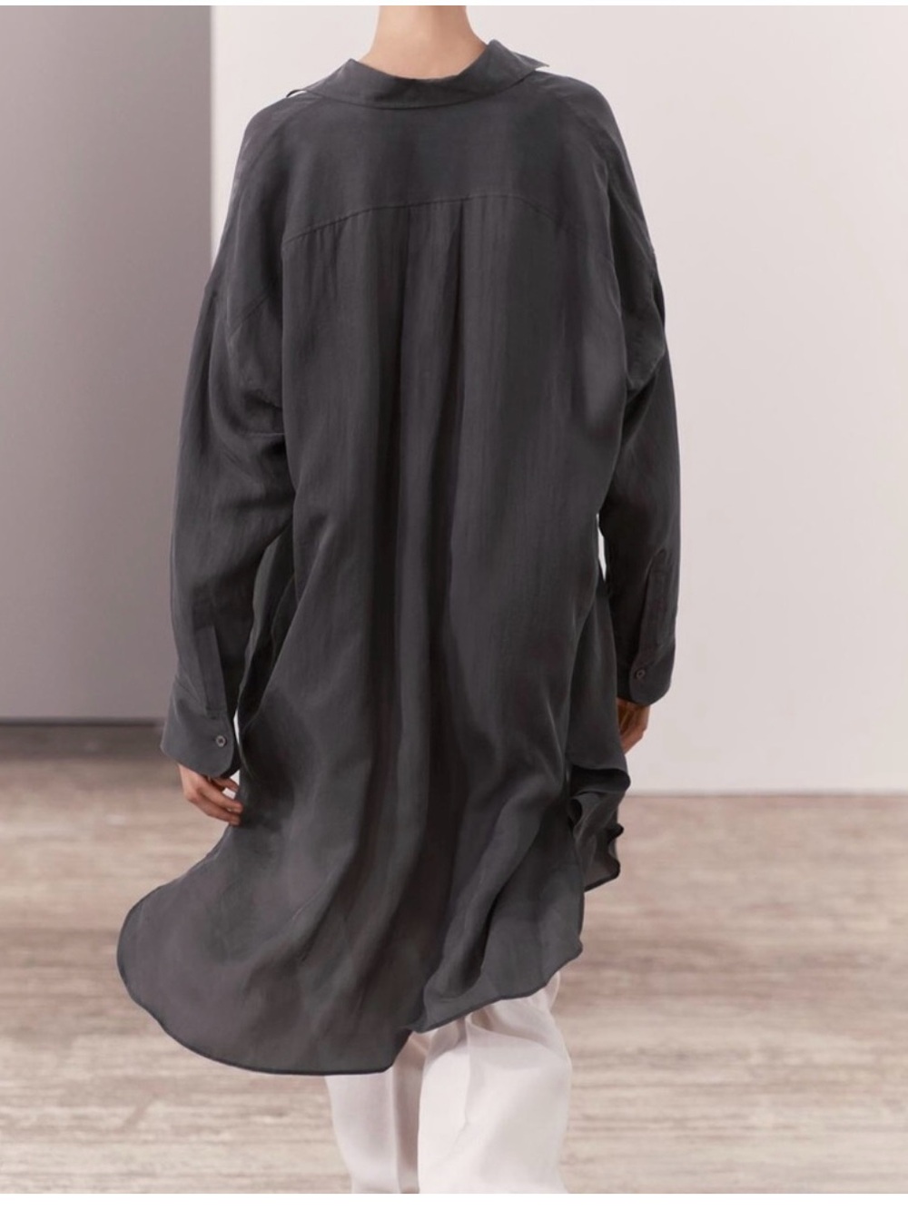 Zara oversized Shirt Dress in Charcoal Gray - Picture 4 of 7